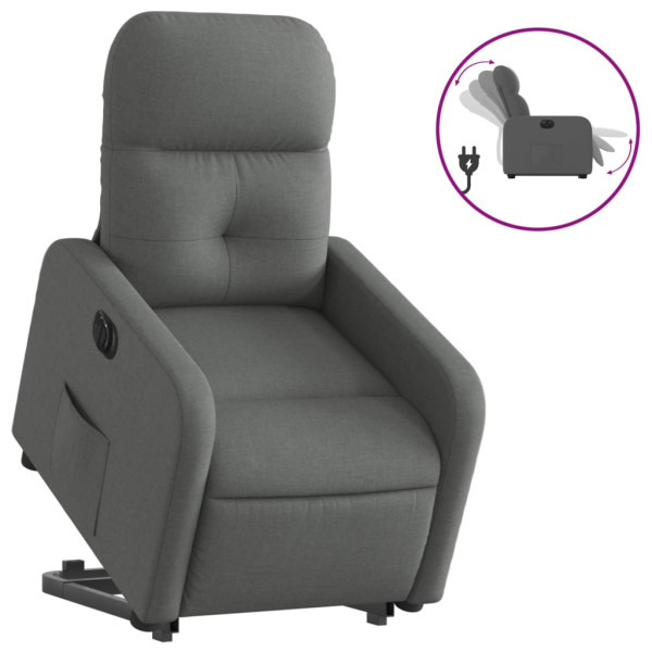 Sillón eléctrico reclinable elevable de tela gris oscuro M 2