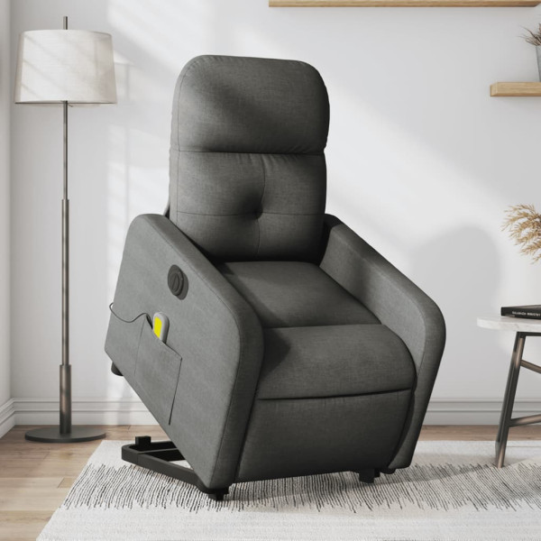 Sillón de masaje eléctrico reclinable elevable tela gris oscuro D