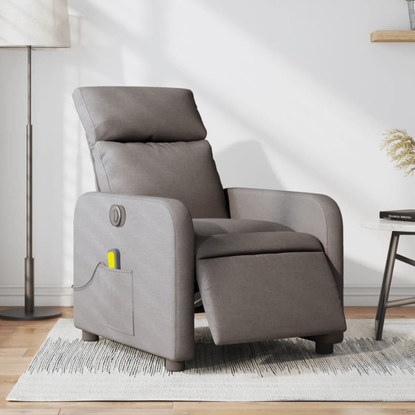 Sillón reclinable de masaje eléctrico tela gris taupe D