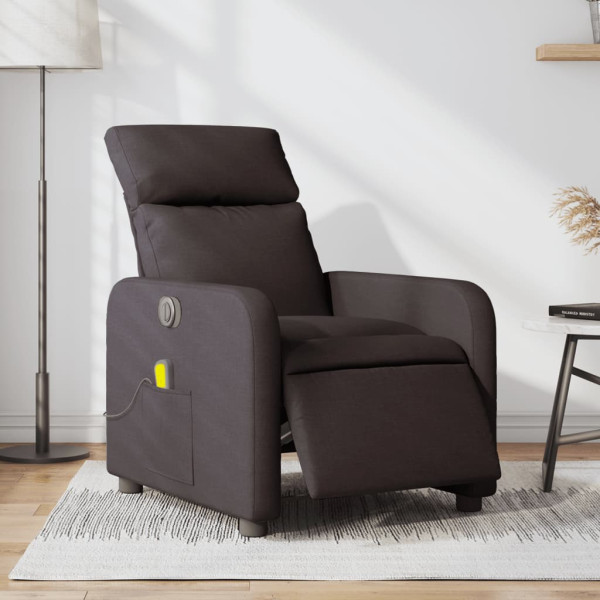 Sillón reclinable de masaje eléctrico tela marrón oscuro D