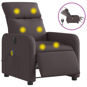 Sillón reclinable de masaje eléctrico tela marrón oscuro H