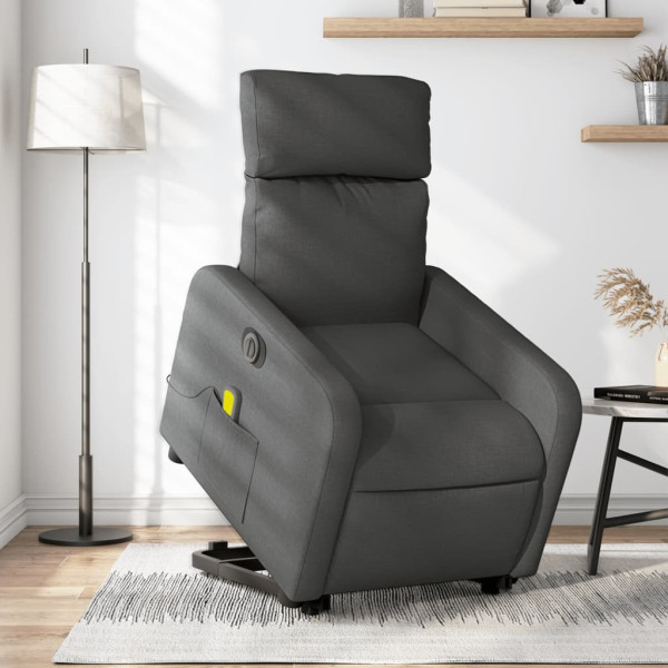 Sillón de masaje eléctrico reclinable elevable tela gris oscuro D