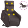 Sillón masaje eléctrico reclinable elevable tela marrón oscuro 2