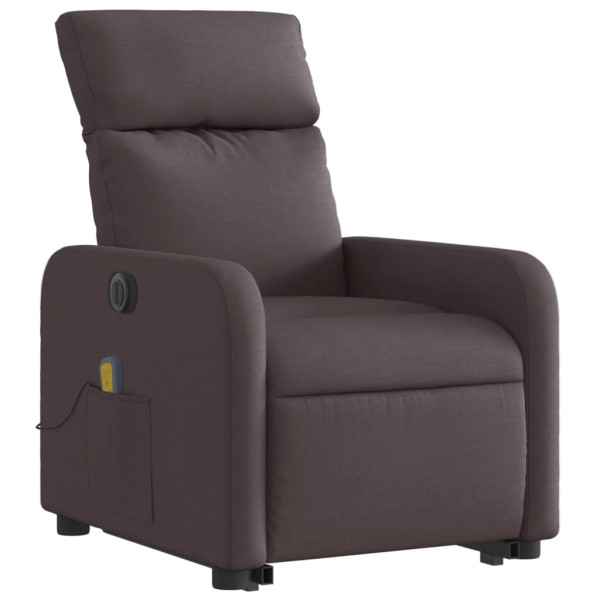 Sillón masaje eléctrico reclinable elevable tela marrón oscuro M 3