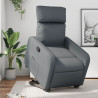Sillón reclinable elevable cuero artificial gris 1