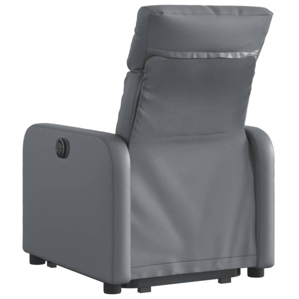 Sillón reclinable elevable cuero artificial gris M 4