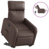 Sillón reclinable elevable eléctrico de cuero sintético marrón 2