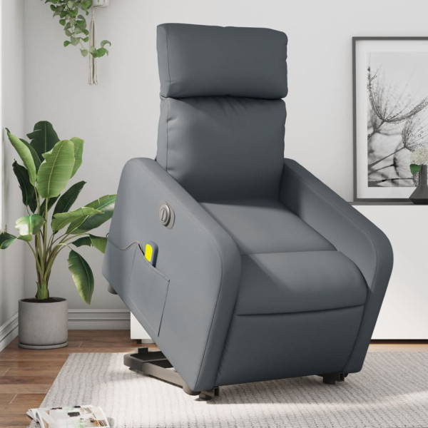 Sillón de masaje elevable eléctrico cuero sintético gris D