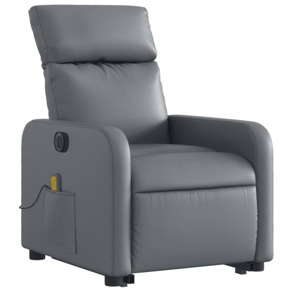 Sillón de masaje elevable eléctrico cuero sintético gris M 3