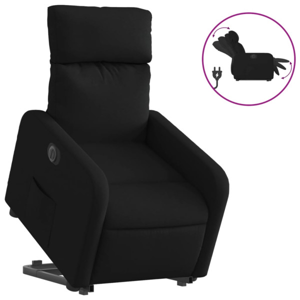 Sillón eléctrico reclinable elevable de tela negro M 2