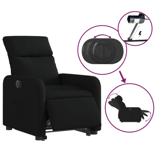Sillón eléctrico reclinable elevable de tela negro M 5