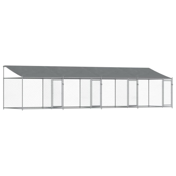 Jaula de perros techo y puertas acero galvanizado gris 8x2x2 m M 2