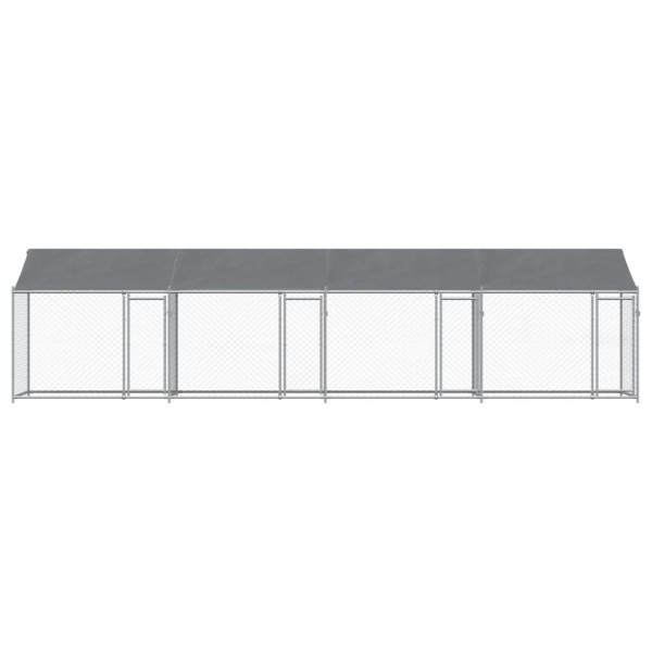 Jaula para cão com telhado/portas 8x2x2 m aço galvanizado cinza M 4