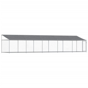 Jaula para cão com telhado/porta 10x2x2m aço galvanizado cinza H