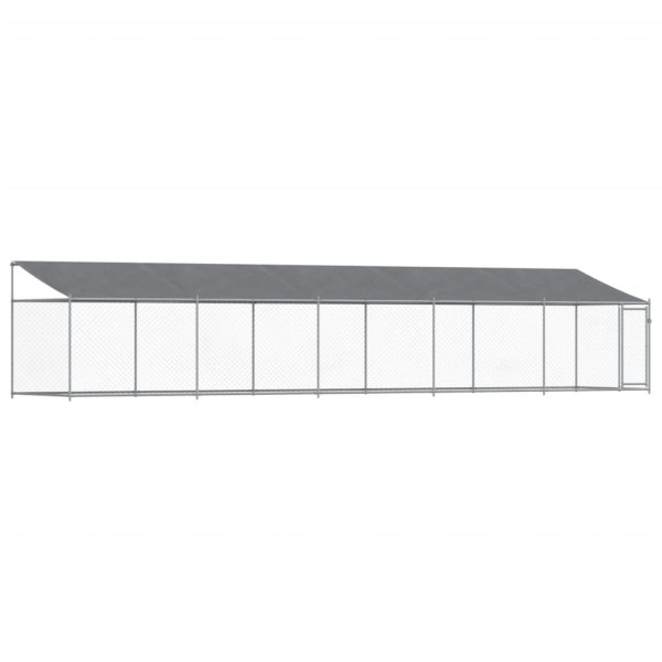 Jaula para cão com telhado/porta 10x2x2m aço galvanizado cinza M 2