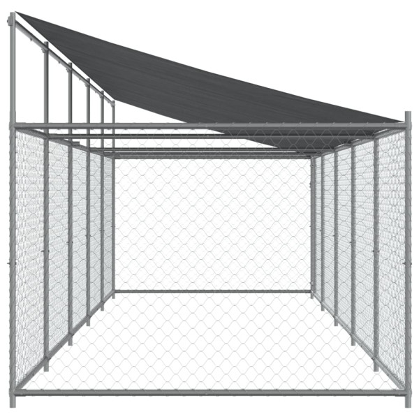 Jaula para cão com telhado/porta 10x2x2m aço galvanizado cinza M 5