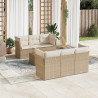Set sofás de jardín 7 piezas y cojines ratán sintético beige 1