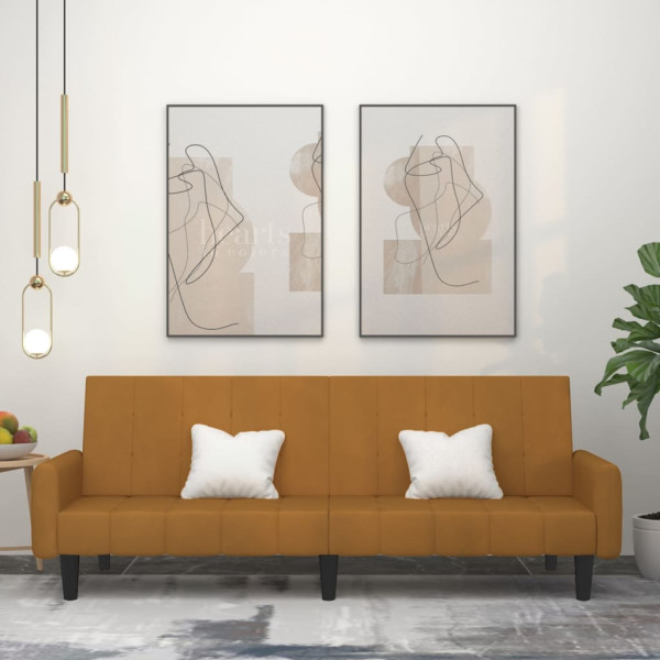 Sofá cama de 2 plazas terciopelo marrón D