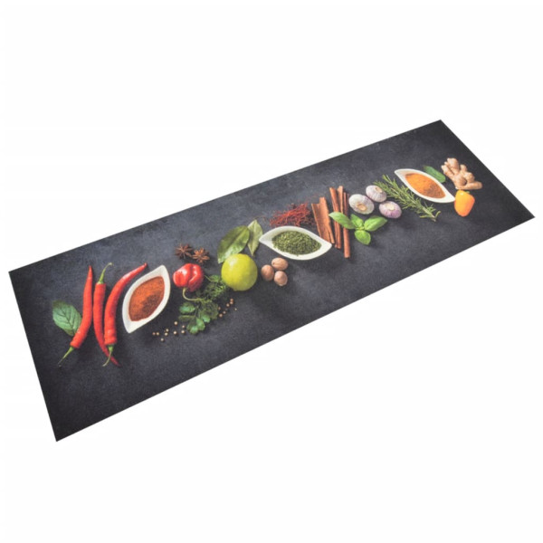 Alfombra de cocina lavable terciopelo dibujo especias 60x180 cm D