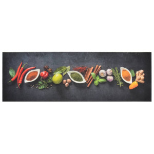 Alfombra de cocina lavable terciopelo dibujo especias 60x180 cm H
