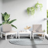 Juego de muebles de jardín 3 piezas con cojines PP blanco 1