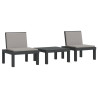 Juego muebles de jardín 3 piezas y cojines PP gris antracita 2