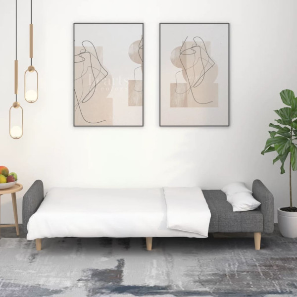 Sofá-cama de 2 lugares tecido cinzento-claro M 3