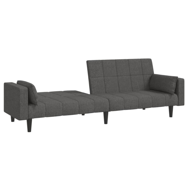Sofá cama de 2 plazas con dos almohadas tela gris oscuro M 4