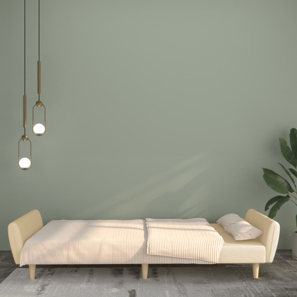 Sofá-cama de 2 lugares tecido cor creme M 3