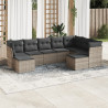 Set de muebles de jardín 9 pzas y cojines ratán sintético gris 1