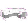 9 pcs conjunto sofás p/ jardim com almofadões vime PE cinzento 3