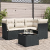 Set de muebles de jardín 5 pzas y cojines ratán sintético negro 1