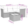 Set de muebles de jardín 5 pzas y cojines ratán sintético negro 3