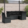 5 pcs conjunto sofás de jardim com almofadões vime PE preto 1