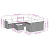 Set de muebles de jardín 9 pzas y cojines ratán sintético gris 3
