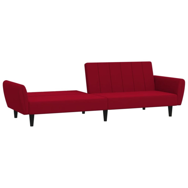 Sofá-cama de 2 lugares veludo vermelho tinto M 4