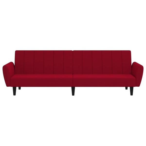 Sofá-cama de 2 lugares veludo vermelho tinto M 5