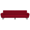 Sofá-cama de 2 lugares veludo vermelho tinto 5