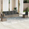 6 pcs conjunto sofás de jardim com almofadões vime cinzento 1