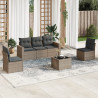 6 pcs conjunto sofás de jardim com almofadões vime cinzento 1