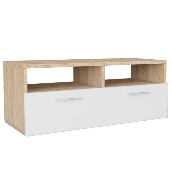 Móveis de TV 2 pcs aglomerado 95x35x36 cm cor carvalho e branco M 3