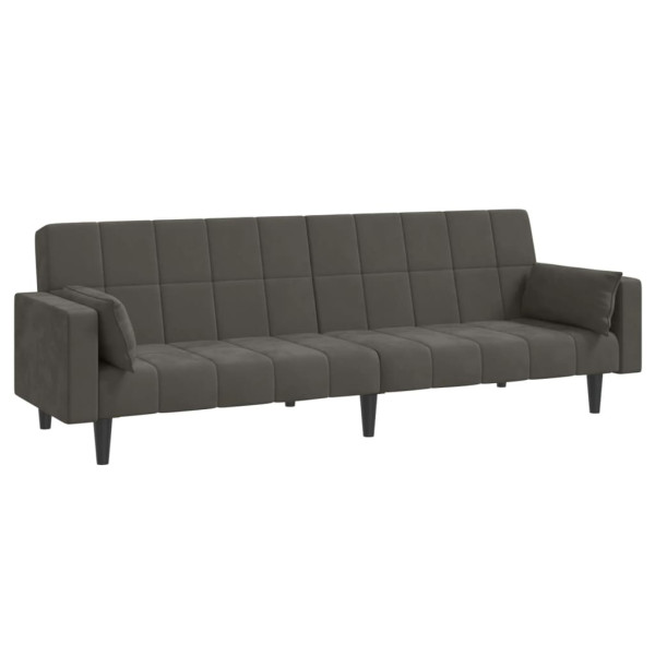 Sofá cama de 2 plazas con dos almohadas terciopelo gris oscuro M 2