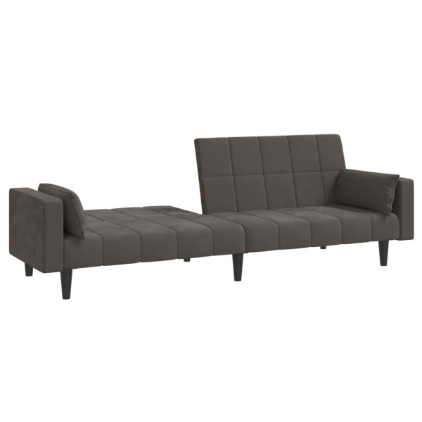 Sofá cama de 2 plazas con dos almohadas terciopelo gris oscuro M 4