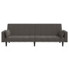 Sofá cama de 2 plazas con dos almohadas terciopelo gris oscuro 5
