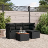 5 pcs conjunto sofás de jardim com almofadões vime PE preto 1