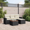 5 pcs conjunto sofás de jardim com almofadões vime PE preto 1