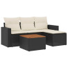 5 pcs conjunto sofás de jardim com almofadões vime PE preto 2