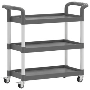 Carrito de 3 niveles aluminio gris 77x34x72 cm H