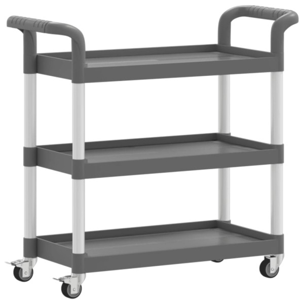 Carrito de 3 niveles aluminio gris 77x34x72 cm M 2