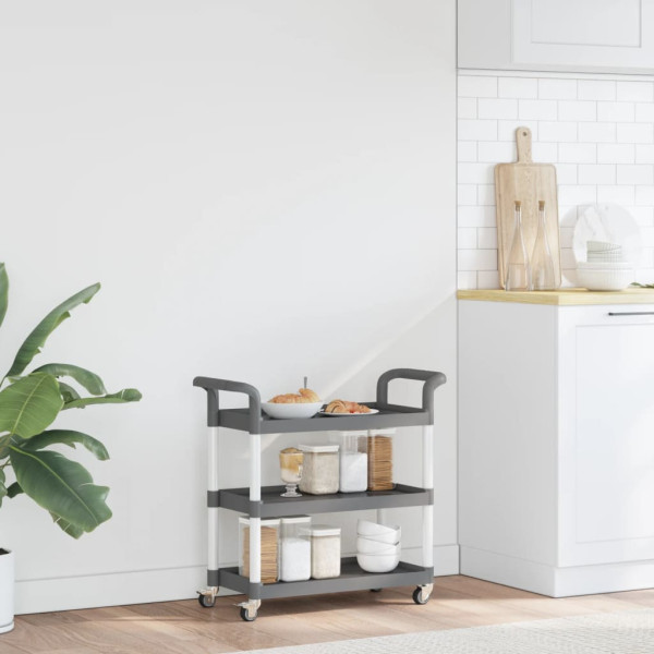 Carrito de 3 niveles aluminio gris 77x34x72 cm M 3